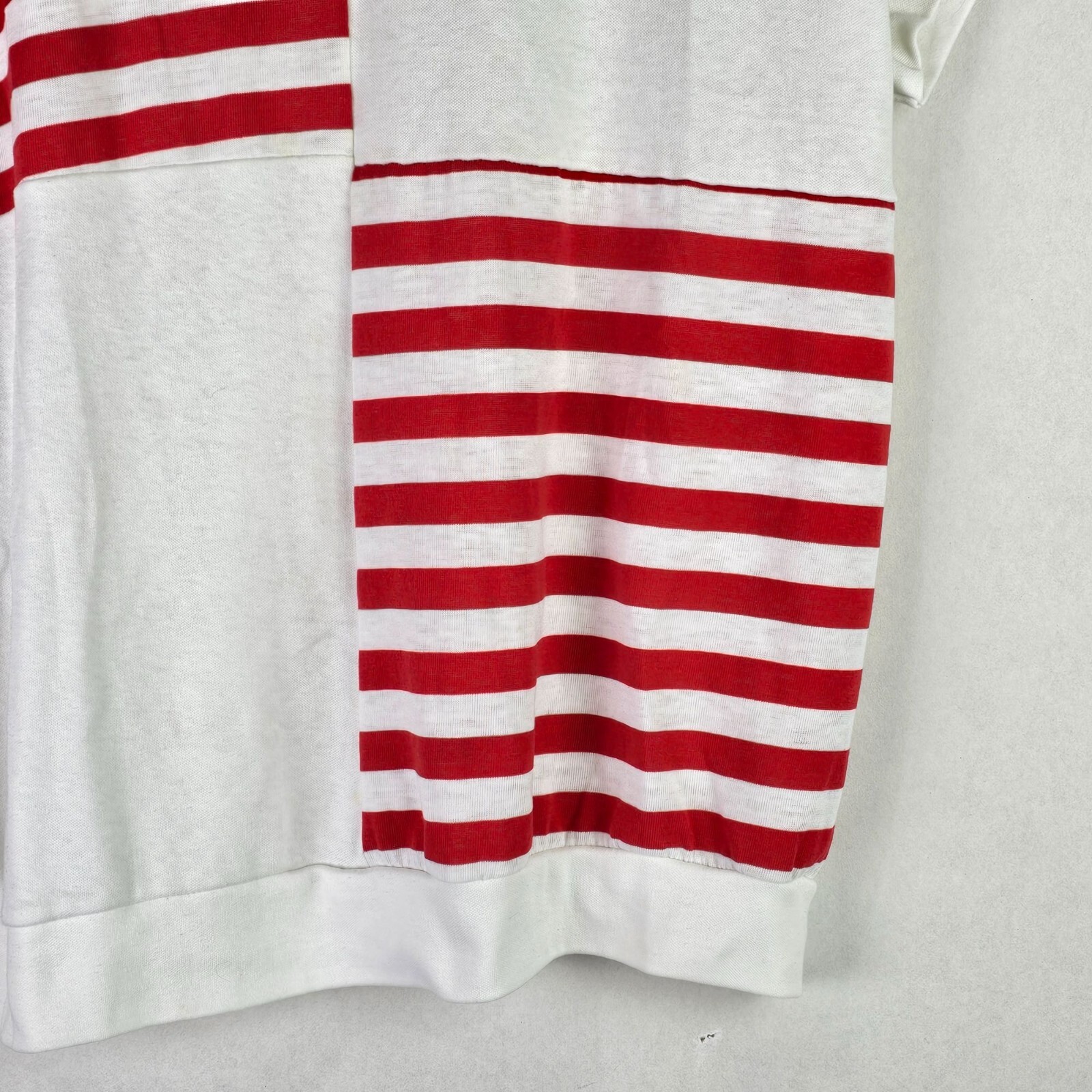 Vintage 1980’s Young Stuff American Made Beachy Red White Stripe Top, Sz XL
