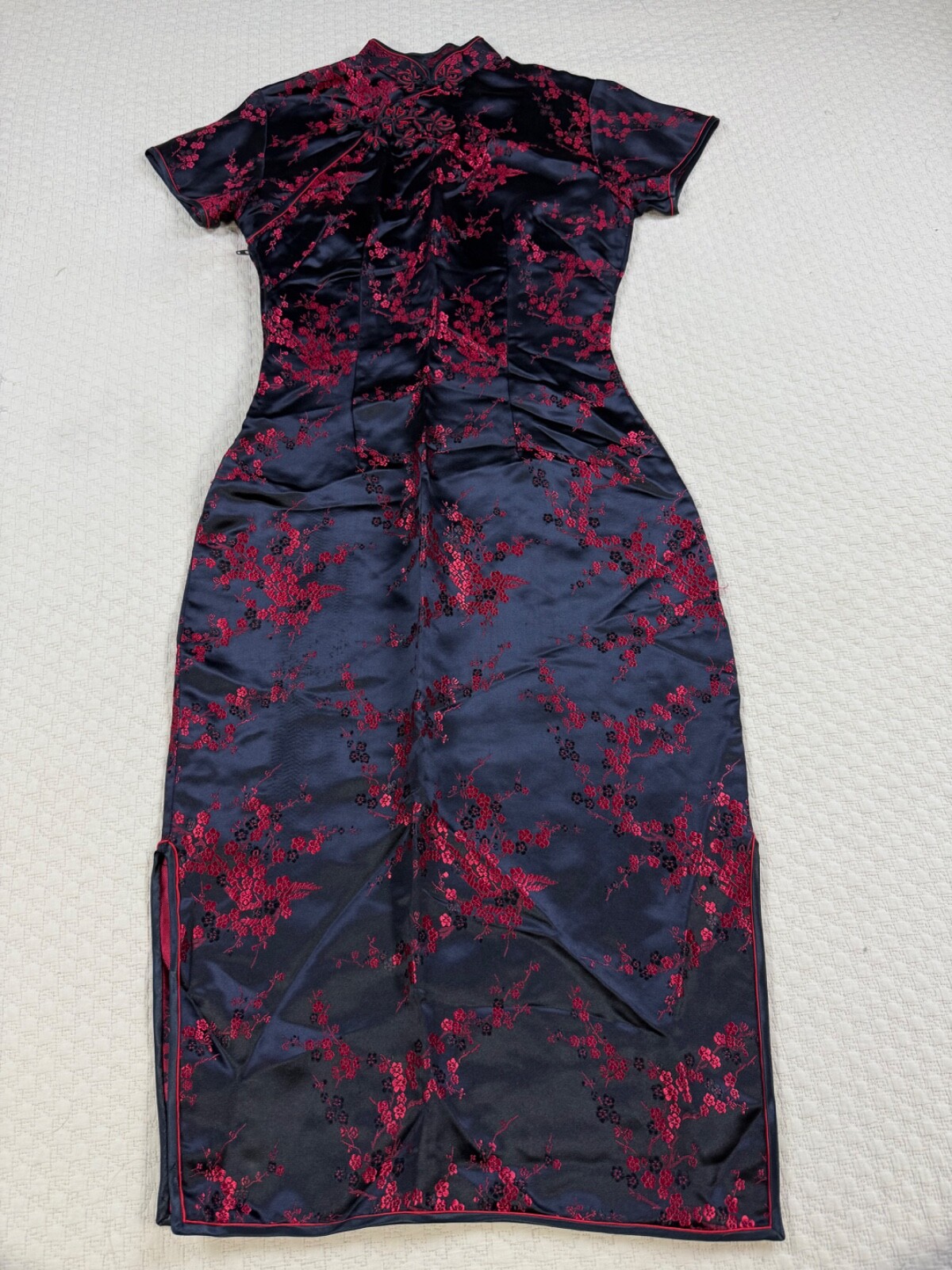 Vintage Traditional Cocktail Dress 1970s Asian | Black and Red | Size 36 Small