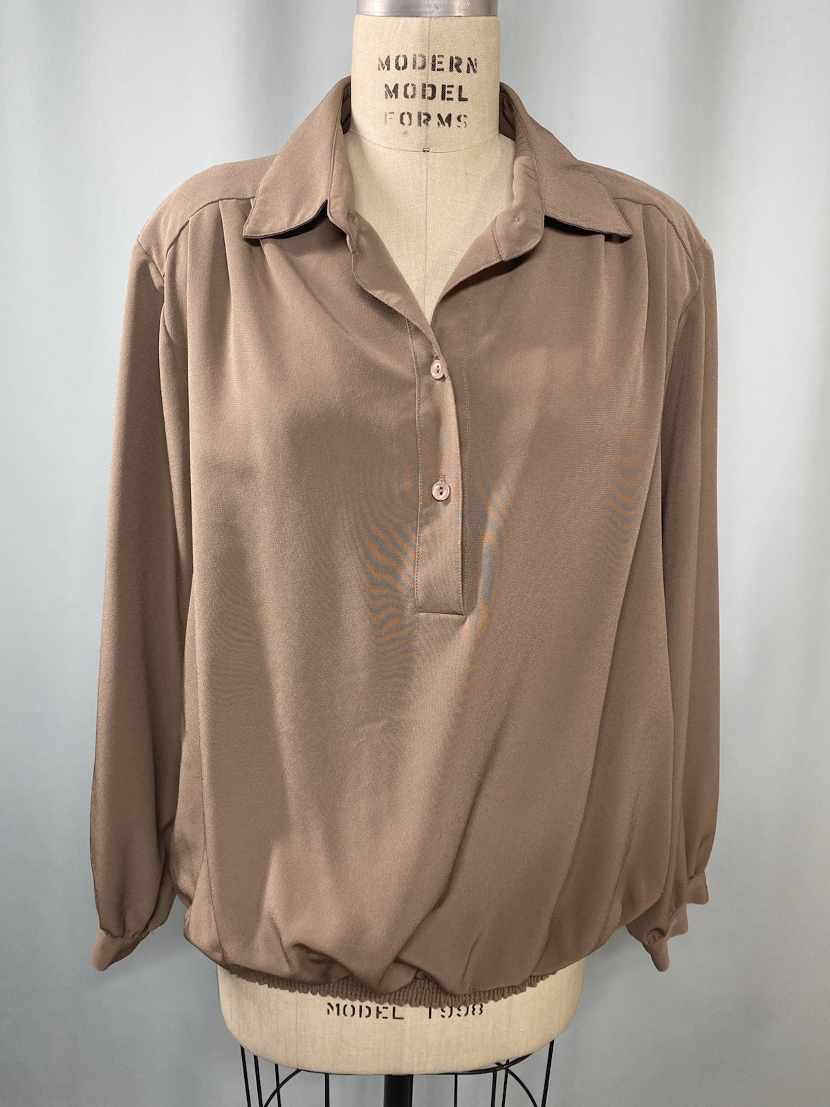 Vintage Blouse SIZE 22W PLUS WOMEN’S beige tan DARUE DRAPERS & DAMONS 80s 90s