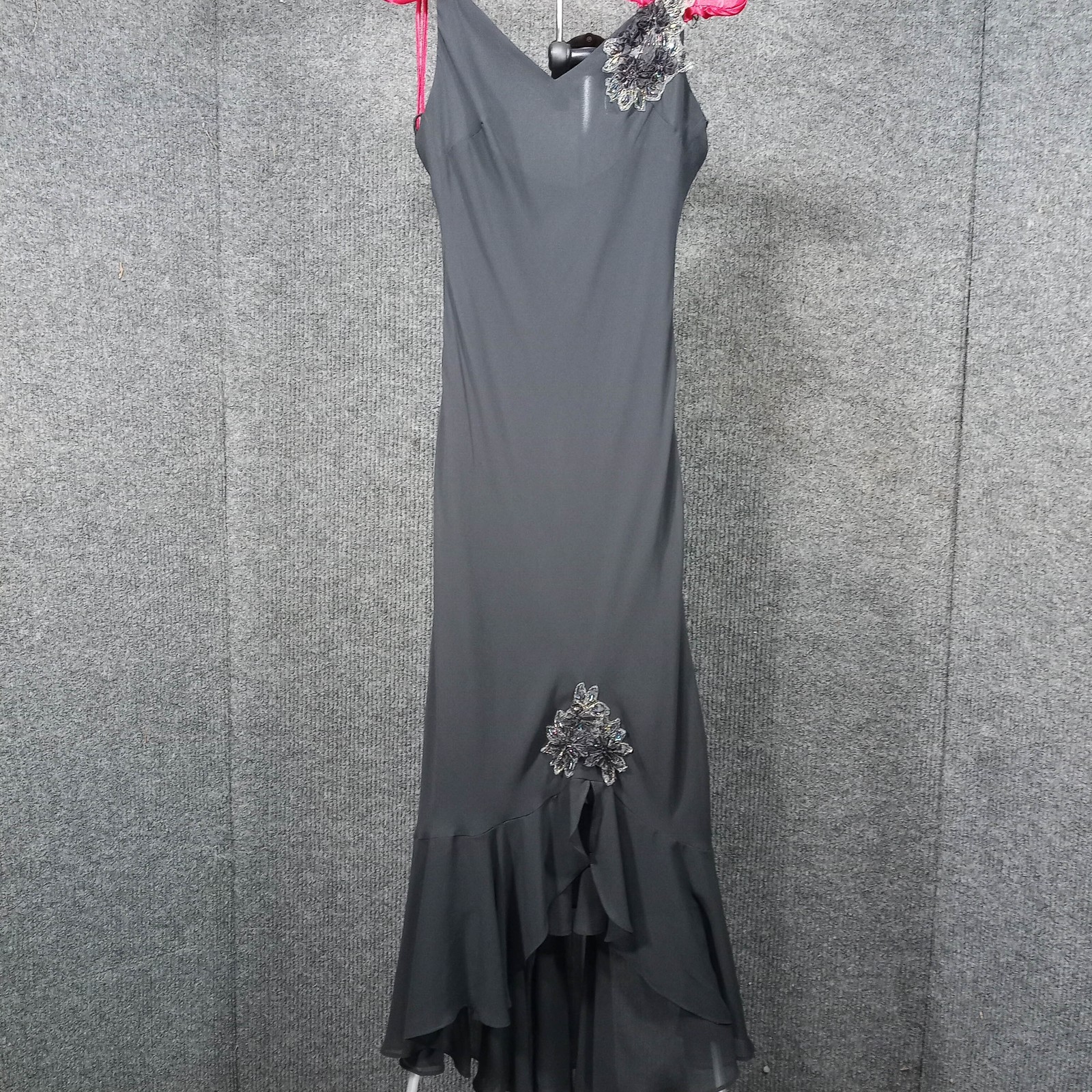 1970s Vintage Black Rayon Flapper Style Vintage Dress