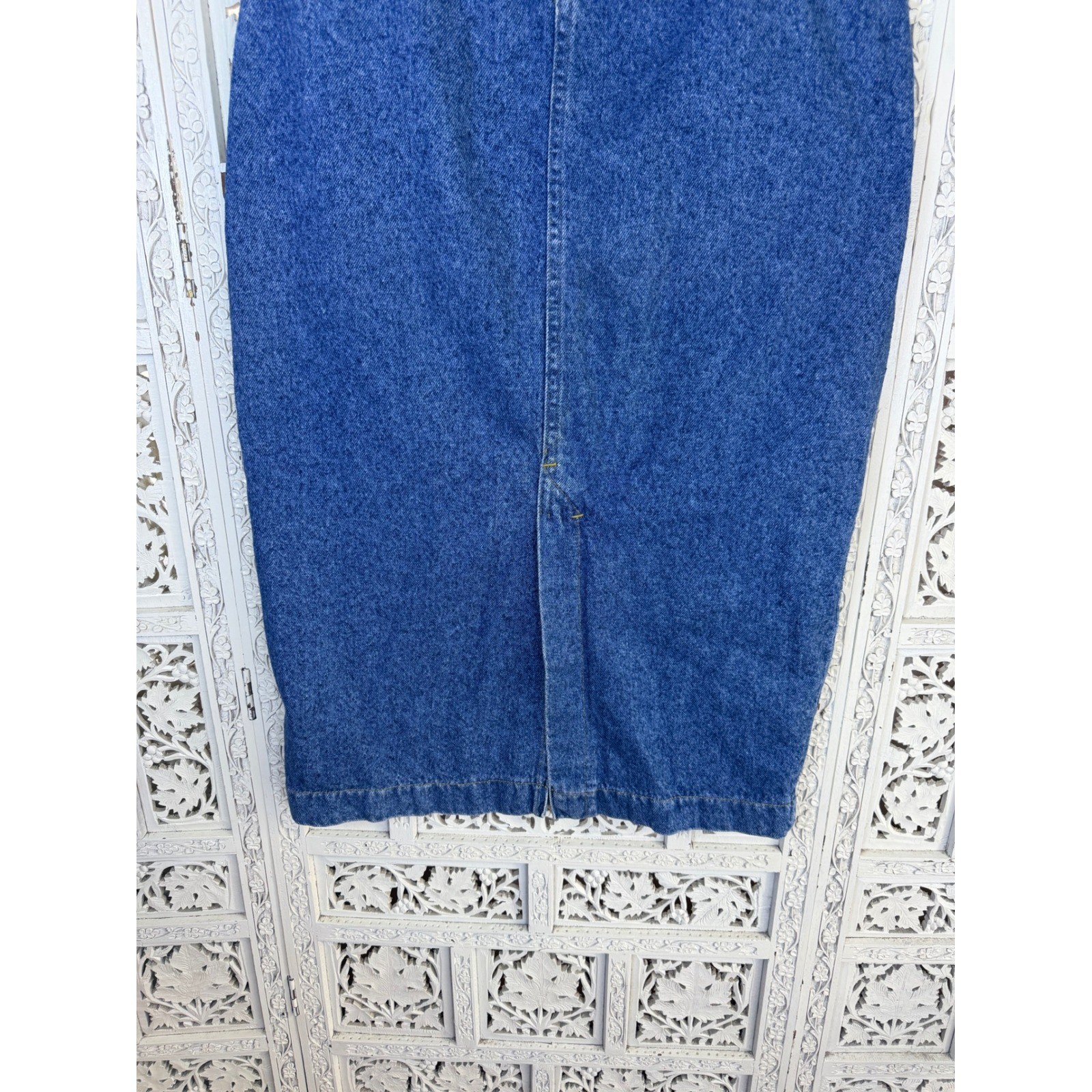 Vtg LEE Medium Wash Denim Midi Skirt Womens 8 Fits XXS Retro High Waisted 90’s