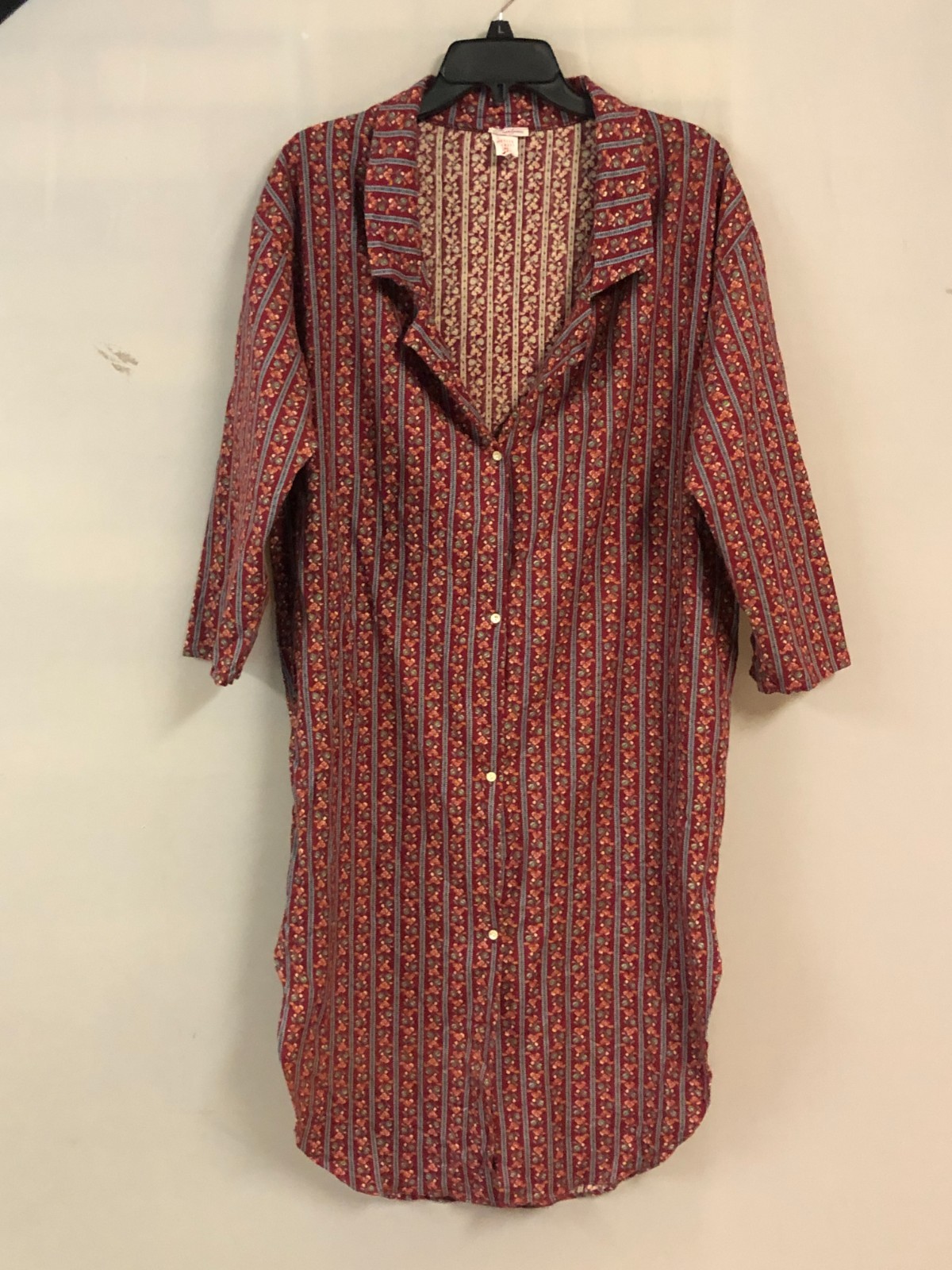 Vintage Brandywine Cotton Sleep Shirt Pajamas Button Up Floral 44″ Chest x 43″ L