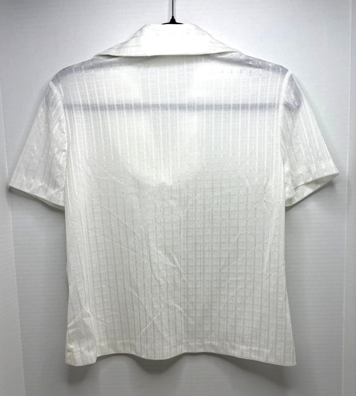 Vintage 1970s/1980s Satiny Stripe Short Sleeve White Blouse