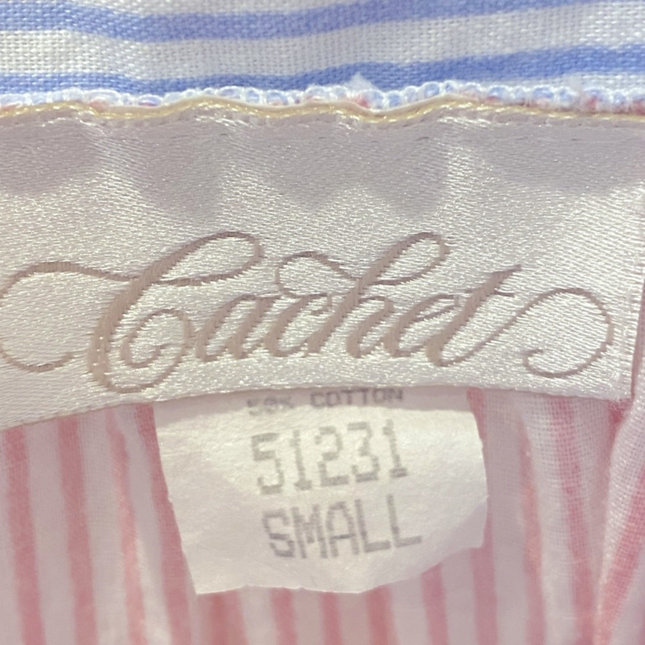 Vintage 70s Seersucker Robe House Dress Zip Front Striped Pastel Pink Blue S
