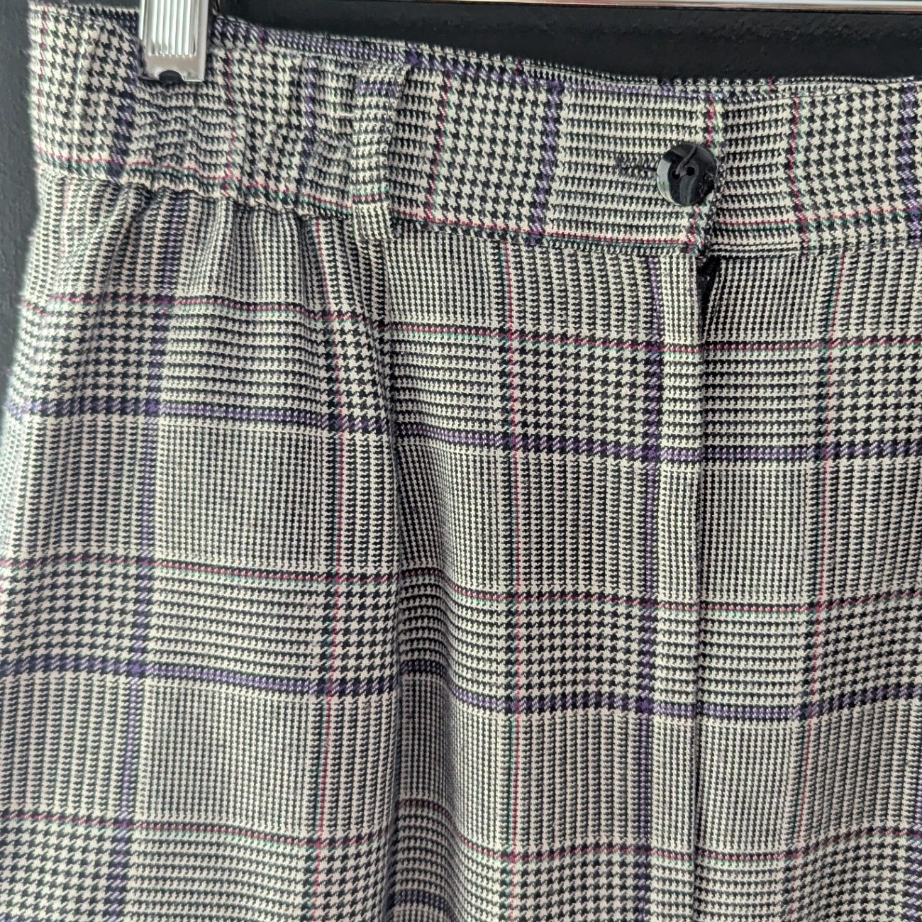 Vtg 90’s Grey Blue Glen Plaid Pencil Skirt High Waist Size 8 Office Pockets