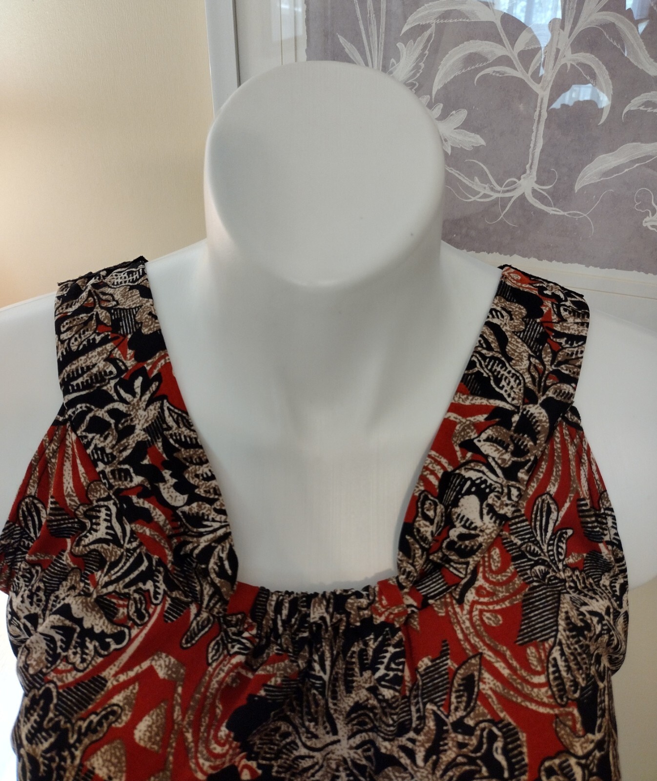 Vintage 80’s Judith XL Black Red Lace Back Shoulders Blouson Top