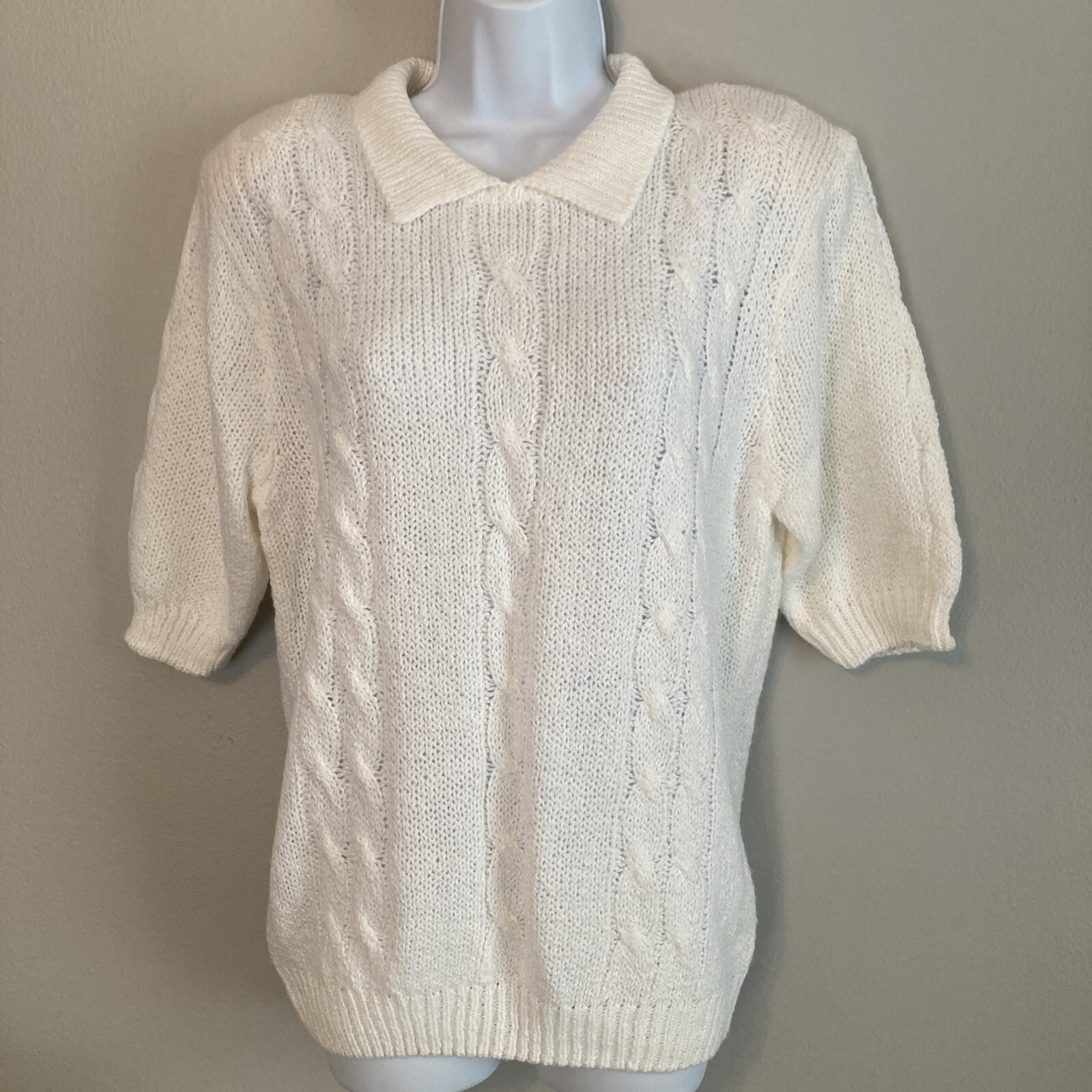 Vintage 1990s Partners by Mervyns Knit Sweater White Short Sleeve Medium NWT