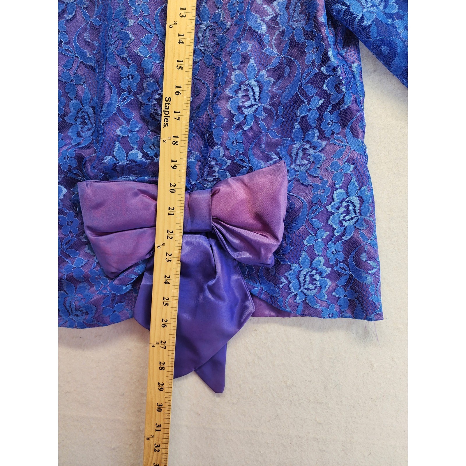 Alfred Angelo Vintage Blue Purple Lace Bow Top Iridescent Taffeta Skirt Set