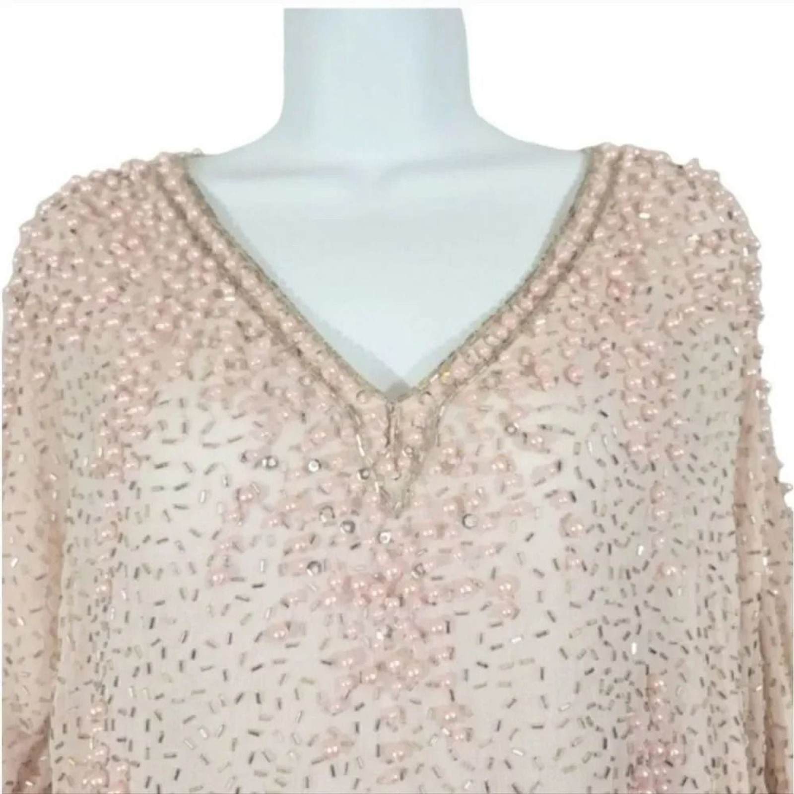 Vintage 70s 80s Neiman Marcus Judith Ann Creations 100% Silk Beaded Blouse Small