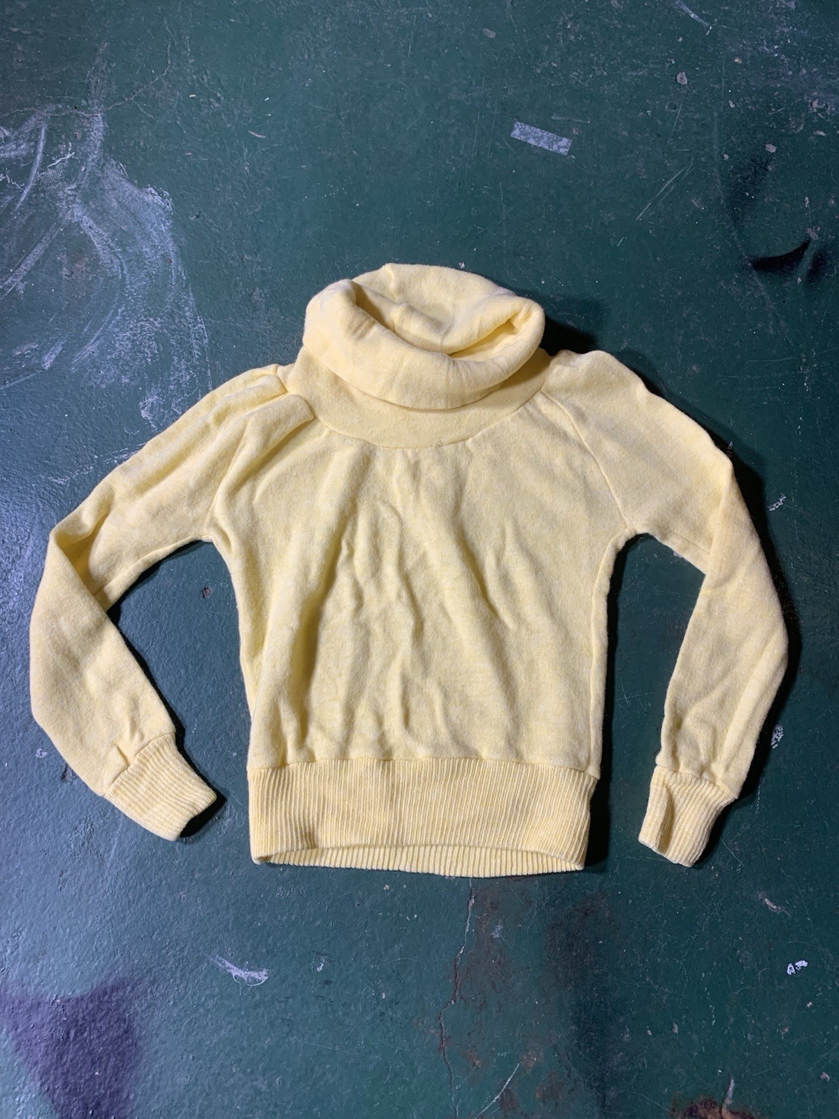 Vintage 1970s Hugaknit NYC Collared Knit Top Butter Yellow Size S