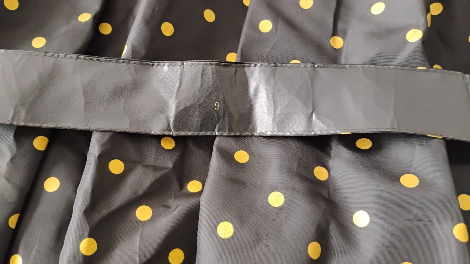 Vtg 80’S does 50’s DRESS Women’s Cocktail Evening Black Gold Polka Dot Retro 6/9