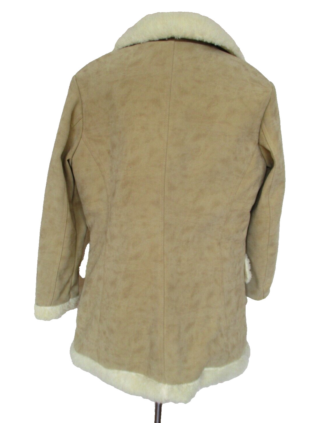 Vintage 70s Sherpa Coat Jacket M/L Women Tan Faux Suede Faux Sheepskin