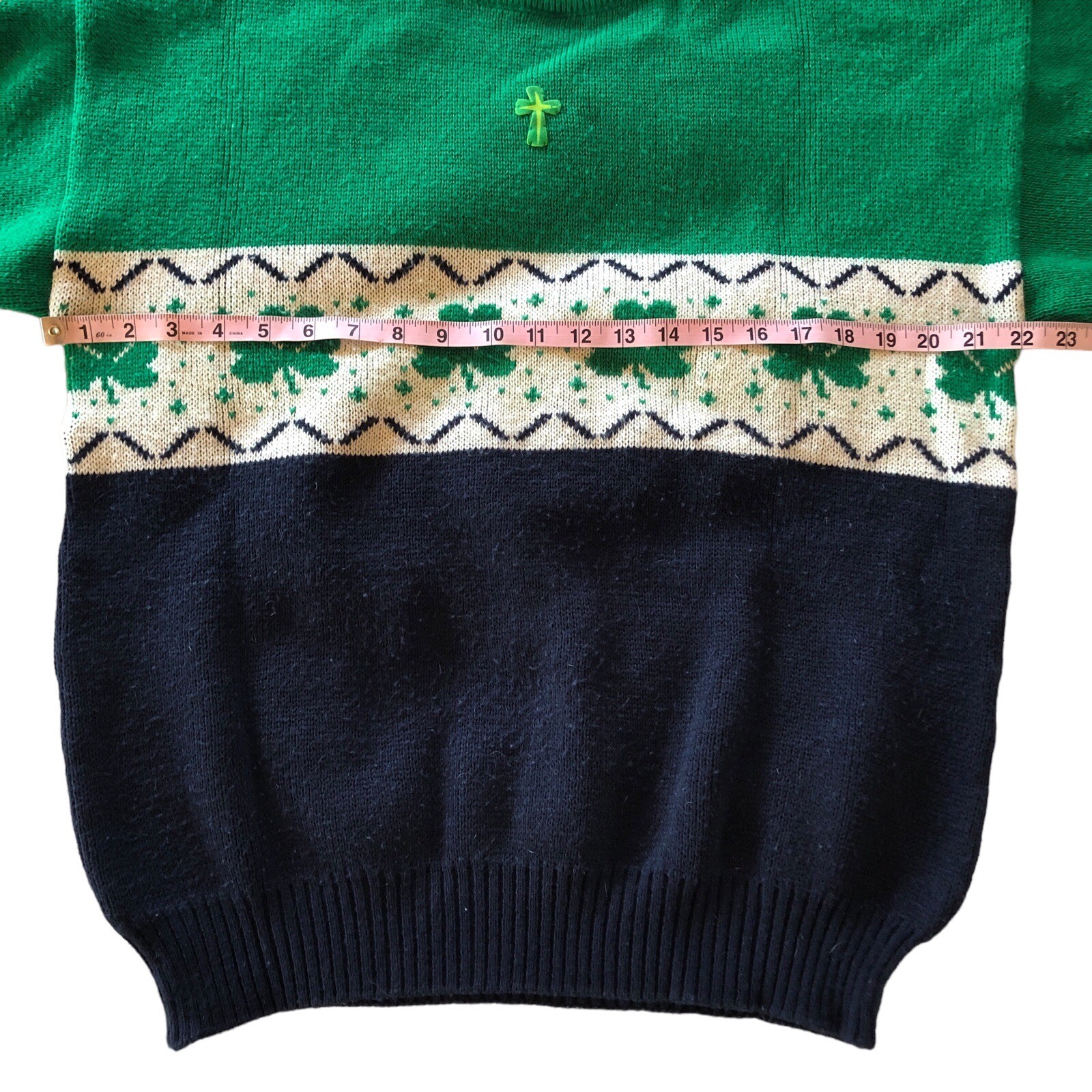Vtg Blarney Castle Irish Sweater Size Medium Pullover Shamrocks St Patricks Day