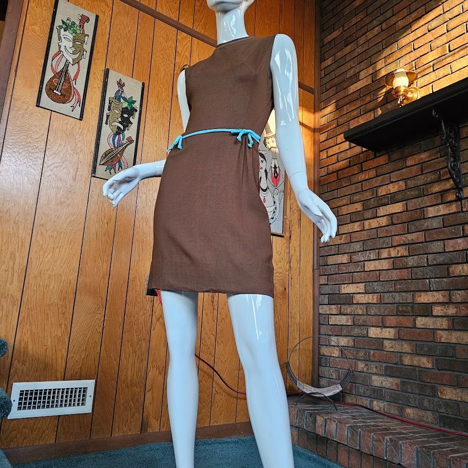 Vtg 60s Mod Preppy Micro Mini Bobbie Brooks Cocktail Party Go Sheath Dress XS/S