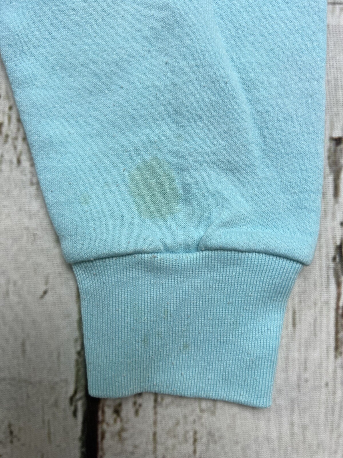 VTG Ocean City Beach Bunny Sunglasses 80’s Teal STAINED Crewneck Sweatshirt – M