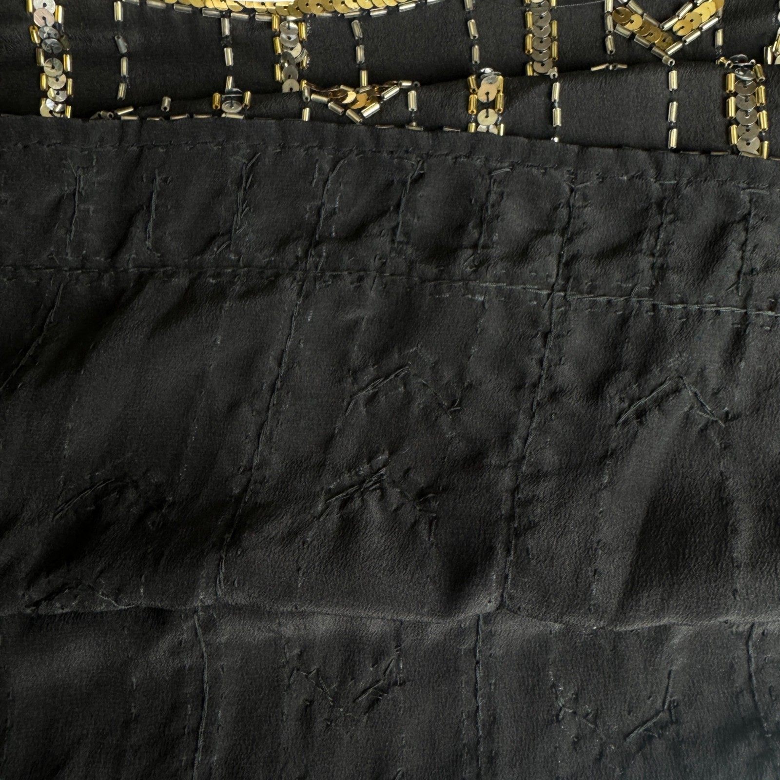 Vintage 80’s Three Flaggs 100% Silk Beaded Sequins Blouse Top Sz Large Black
