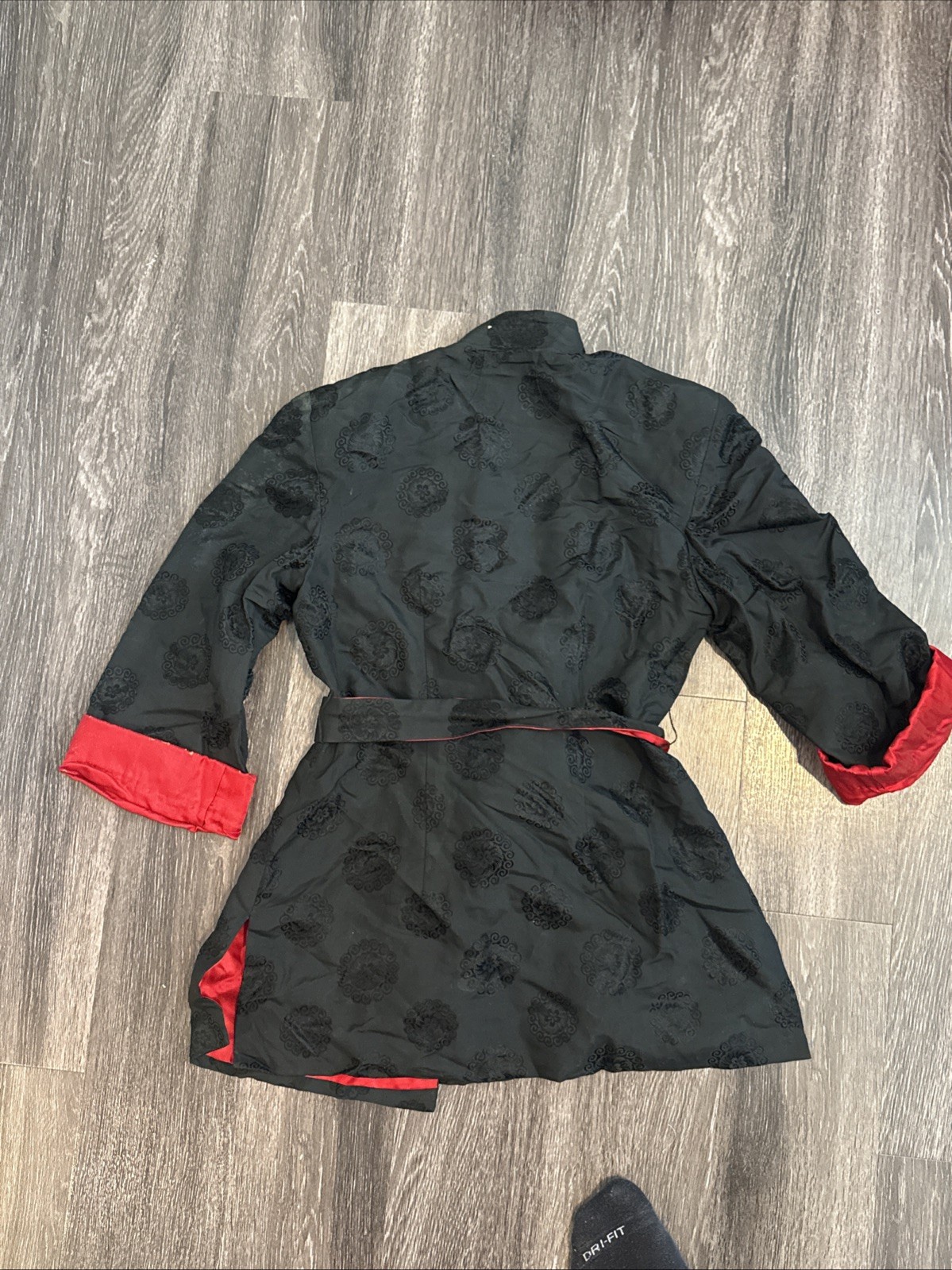 Vintage Women Smoking Jacket Original Belt Satin Silk Japanese Ying Tai Co