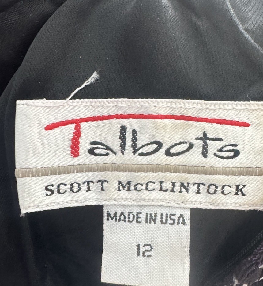 Scott Mcclintock Talbots Dress Holiday Velvet Black Purple Sz 12 Fits Like 8-10