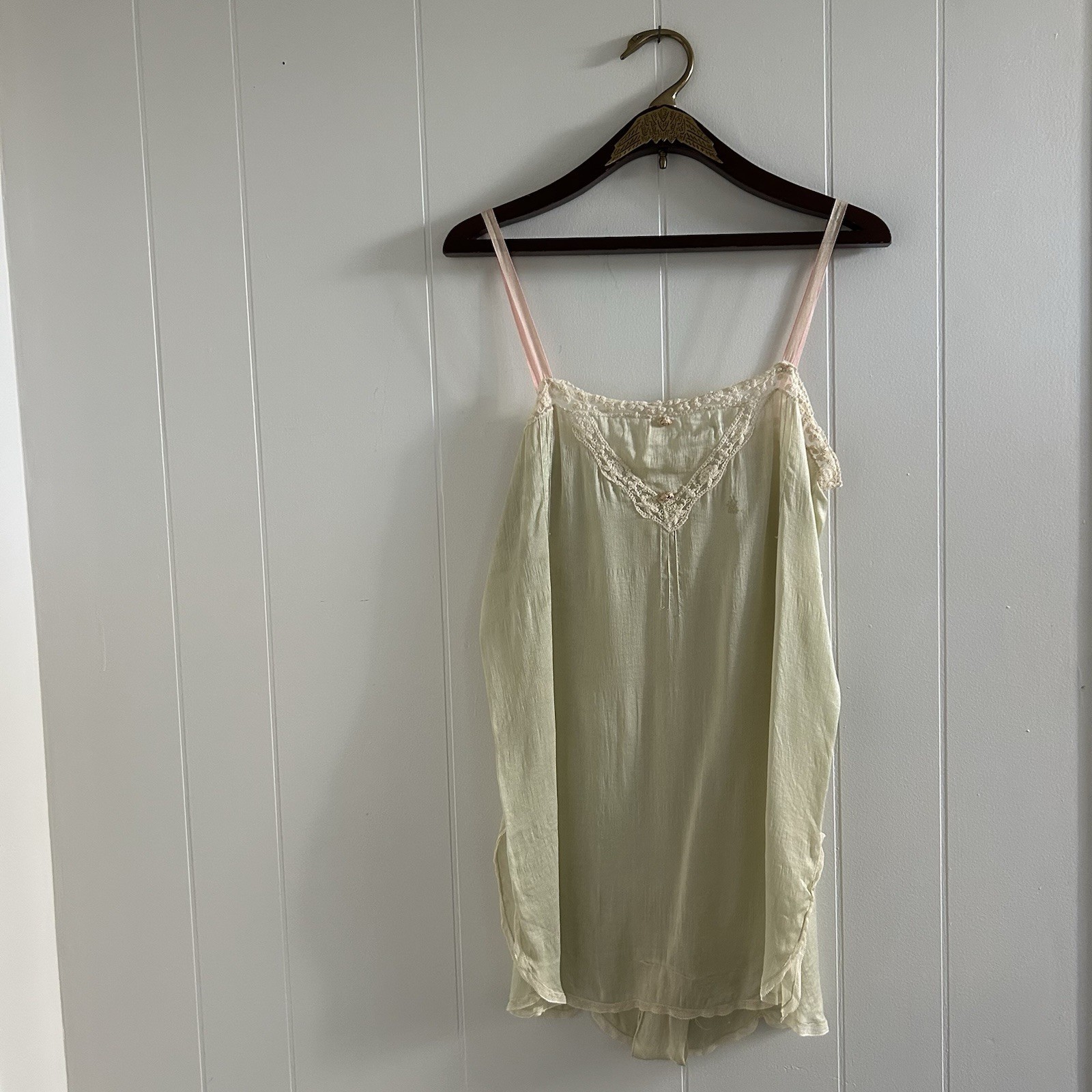 Sea-foam Green 1920’s Silk Teddy / Step-in. Antique Lingerie.