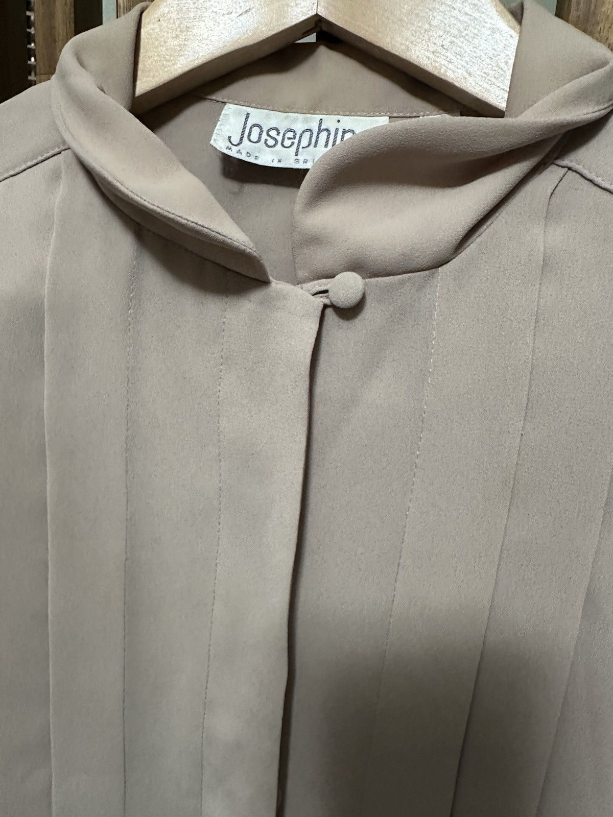 Vintage Josephine Pleated Front Peter Pan Collar Blouse Blush Nude