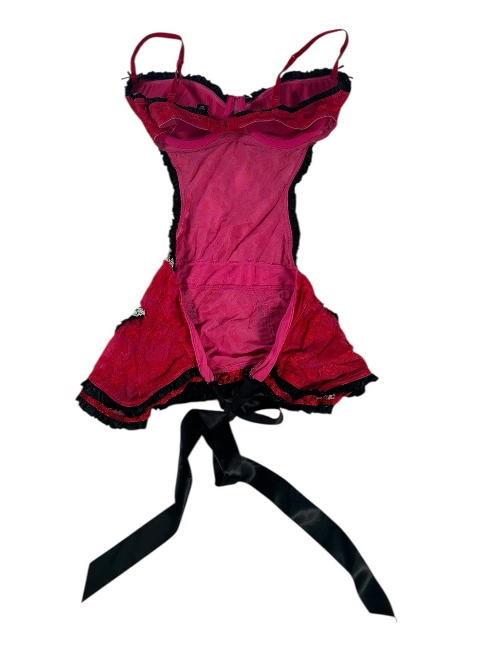 Vintage Victoria Secret Apron Teddy Size 34C Red Lingerie Sexy Little Things