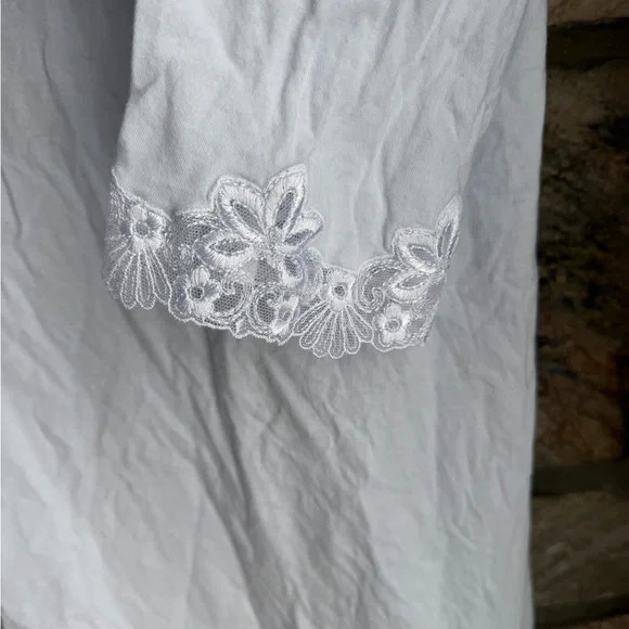 Vintage Maria Scotto WHITE cotton/modal lace embroidered robe XL made in ITALY