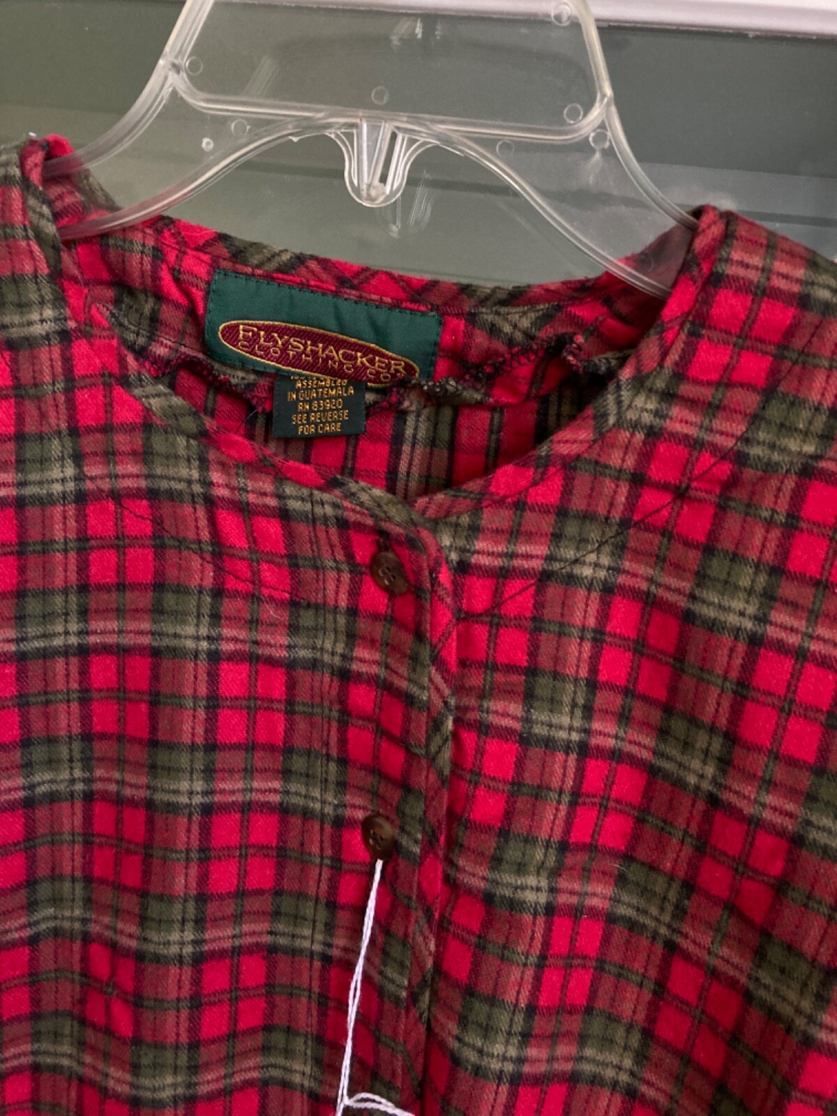 New Vintage Flyshacker Clothing Co Flannel Sleep Shirt Red Tartan Plaid S