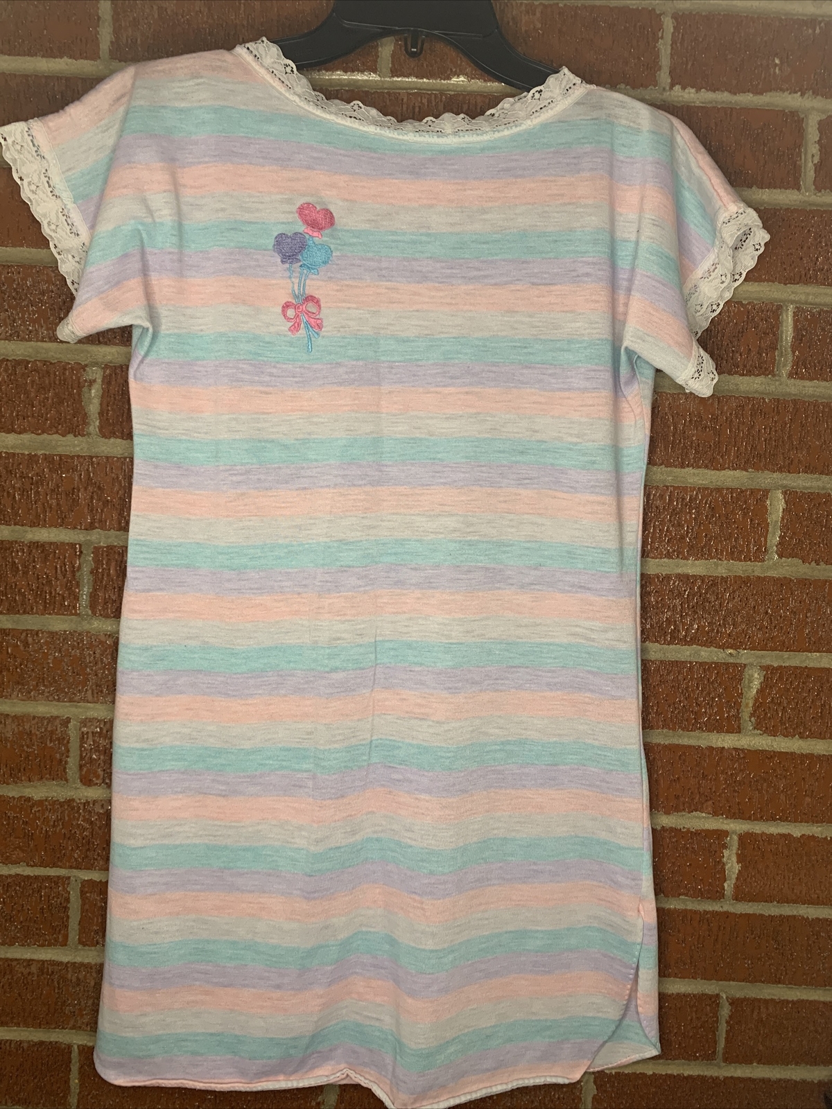 Vintage Dreamwear Lingerie Nightgown Pastel Hearts USA Small