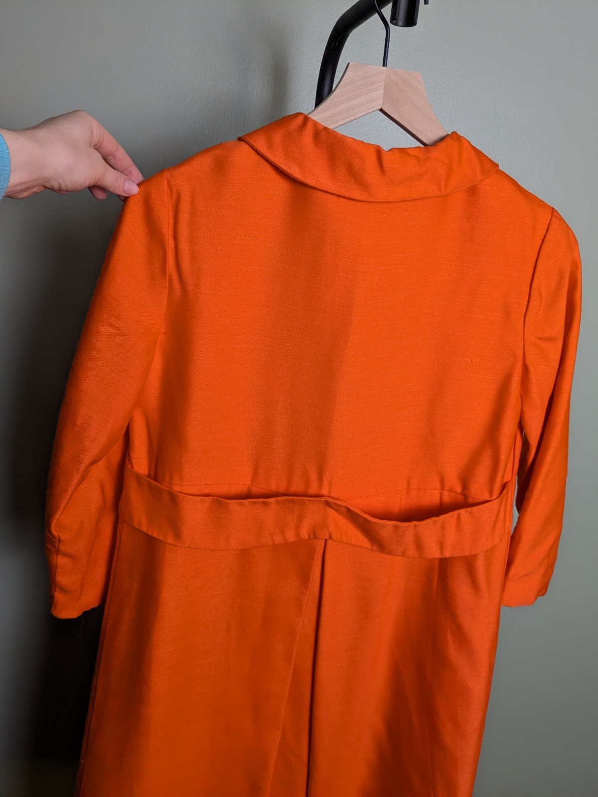 Vibrant Orange Vintage Peter Pan Collar 3/4 Spring Jacket And Wiggle Dress Set