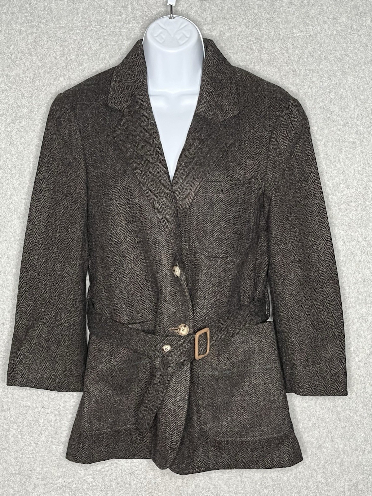 Willis & Geiger Russian Twill Wool Blazer Womens 6 Belted Safari USA Vtg