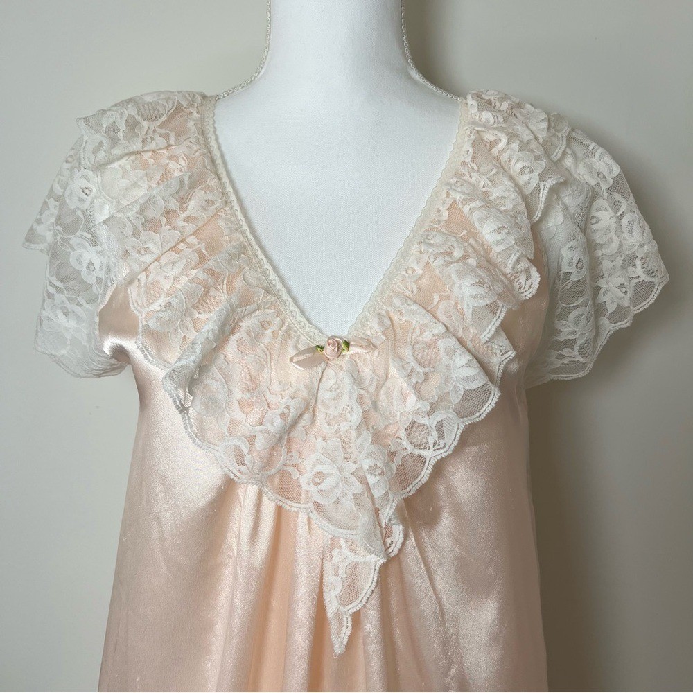 Lily of France Vintage 80-90s Pink Lace Nightgown Slip Soft Girl Ruffle 🌸