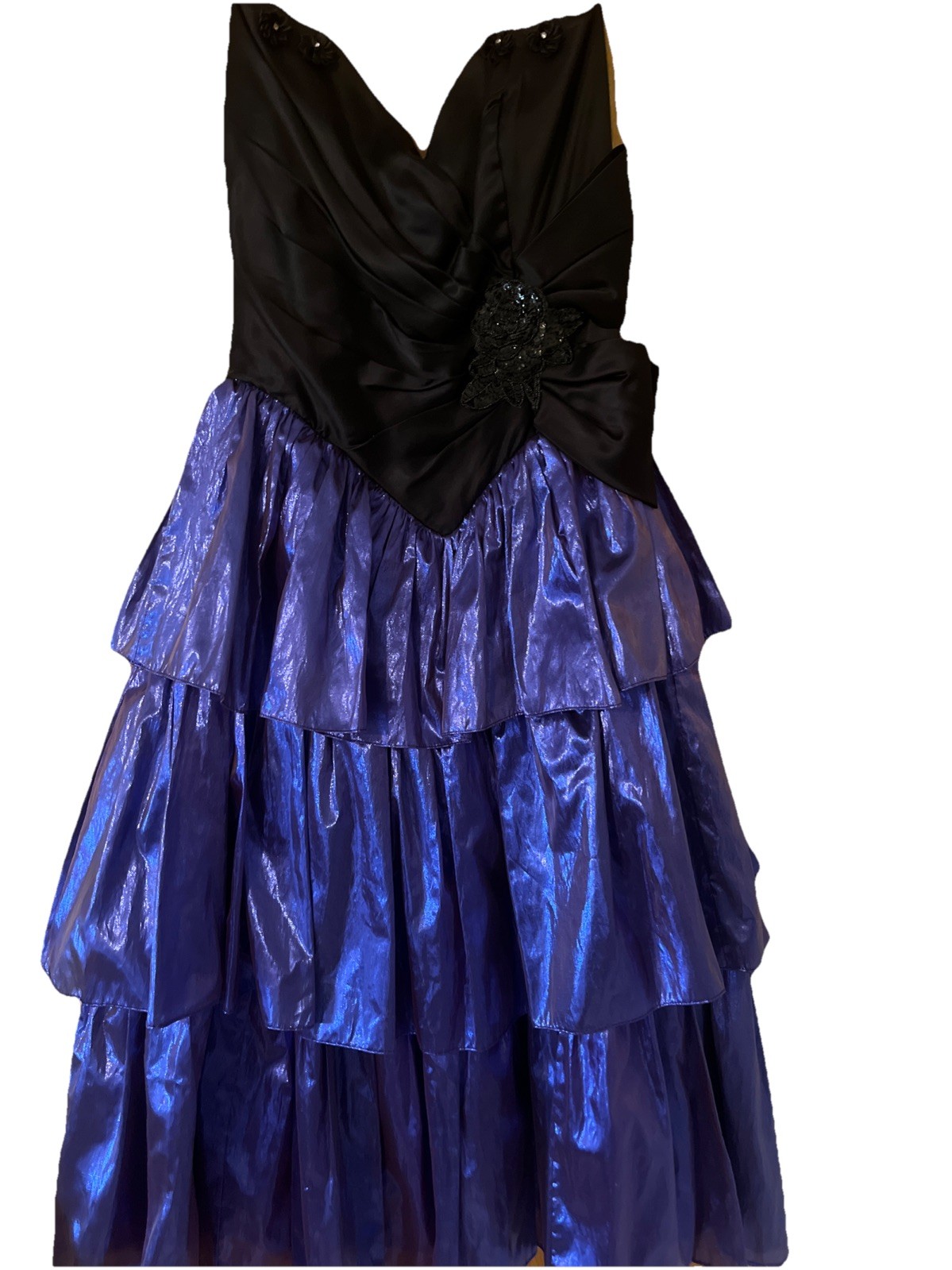Vintage Gunne Sax Strapless Formal Dress 9/10 Purple Black Prom