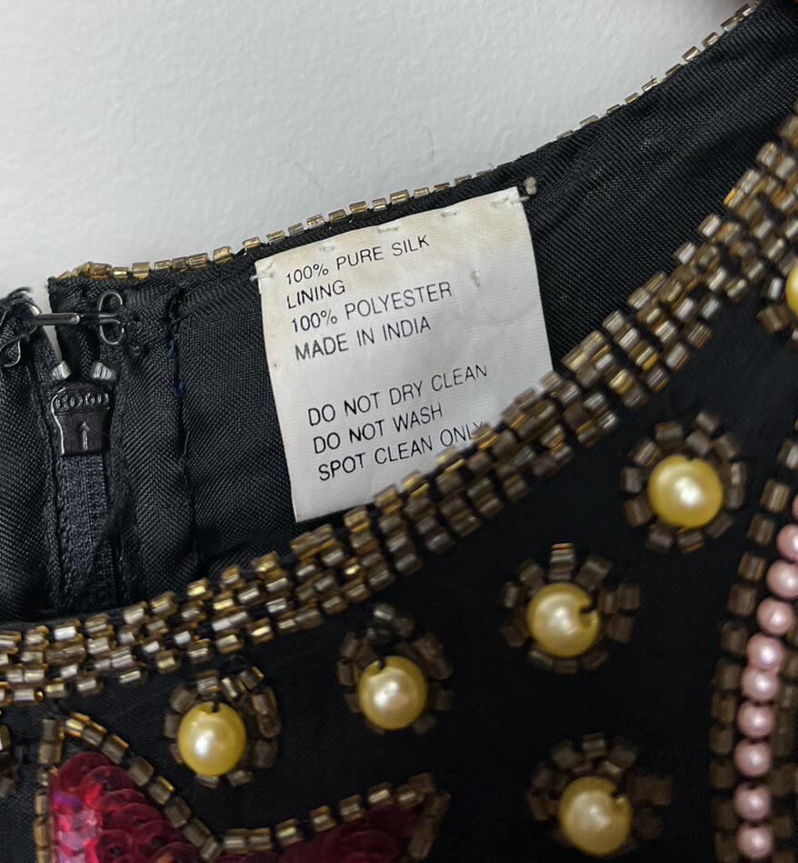 Carina Vintage 80s Ornate Beaded / Sequined 100% Silk Dress Multicolor Sz 1X