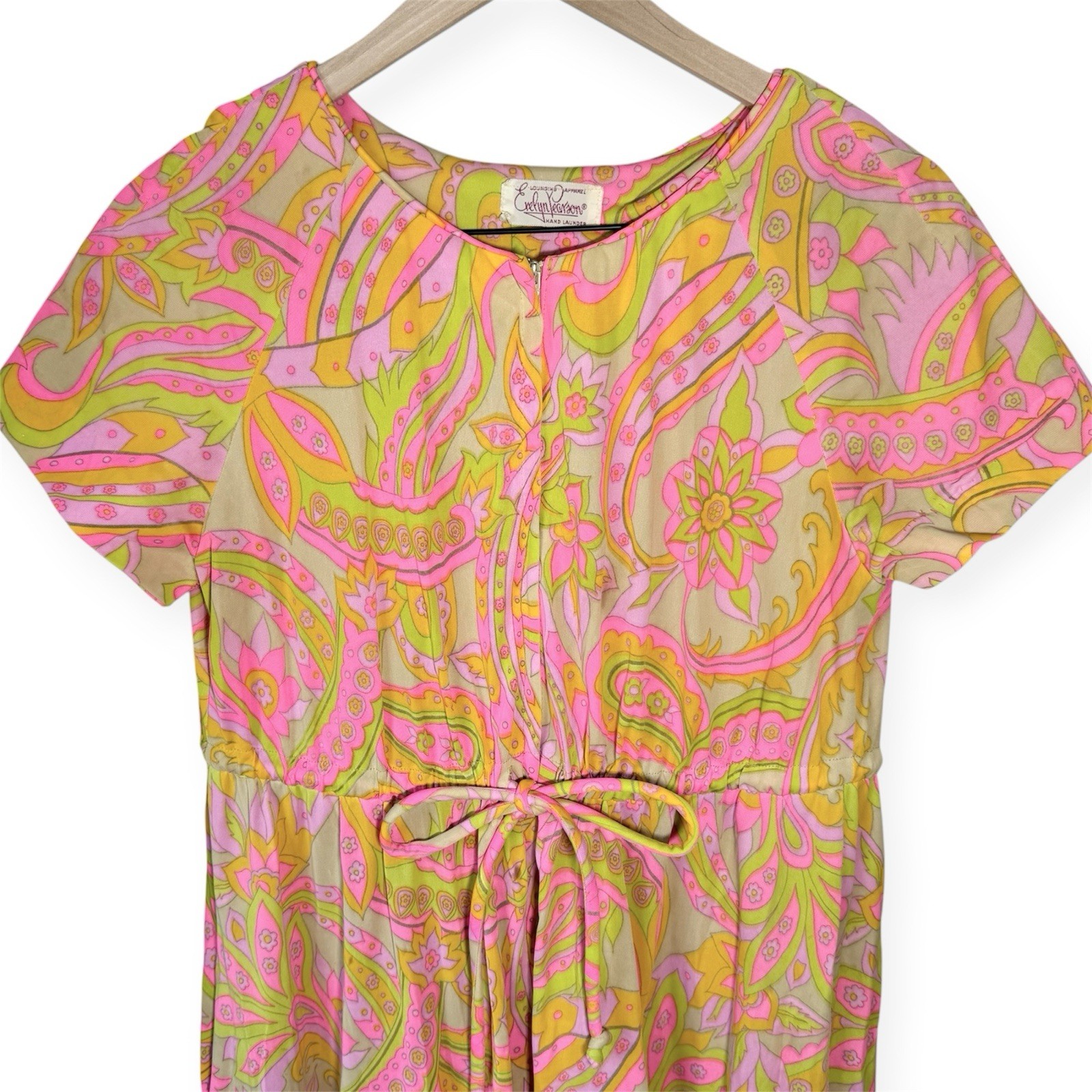 Vintage Evelyn Pearson Maxi Dress Size Small 60s 70s Colorful Brady Bunch Groovy