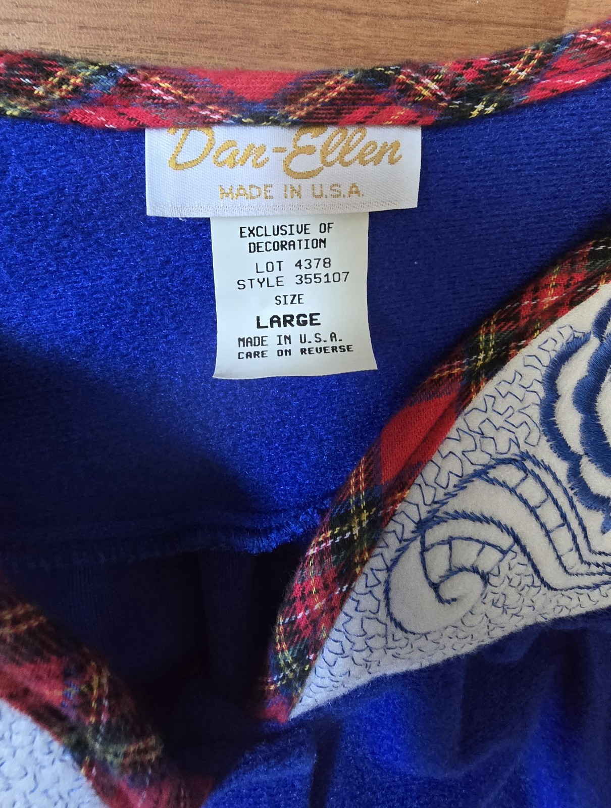 Vintage Dan-Ellen Blue House Dress Snap Front Embroidered Cottagecore USA L