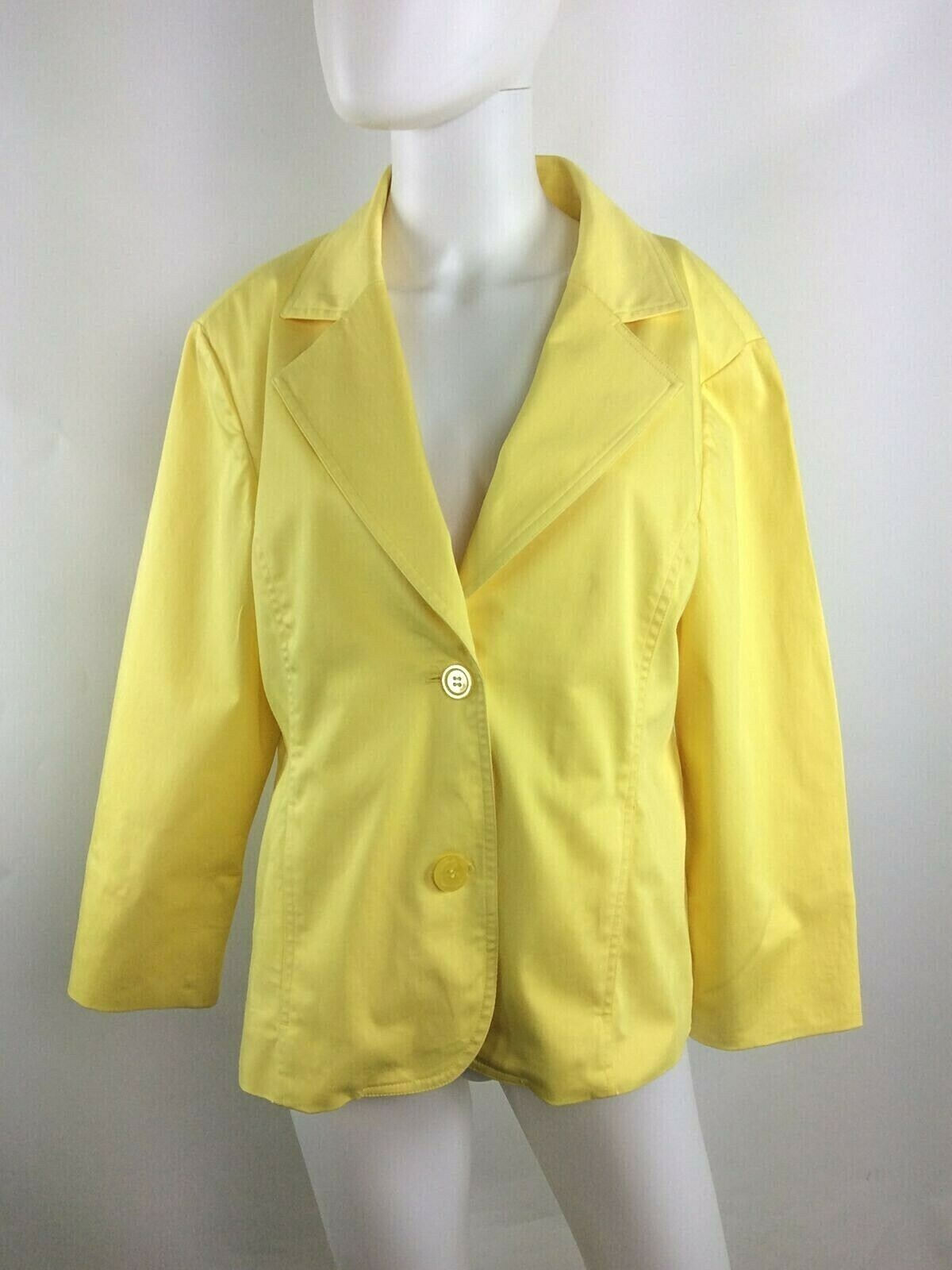 Chico’s Vintage Women Cotton 3/4 Sleeve Blazer Yellow Size 2 Large (49)