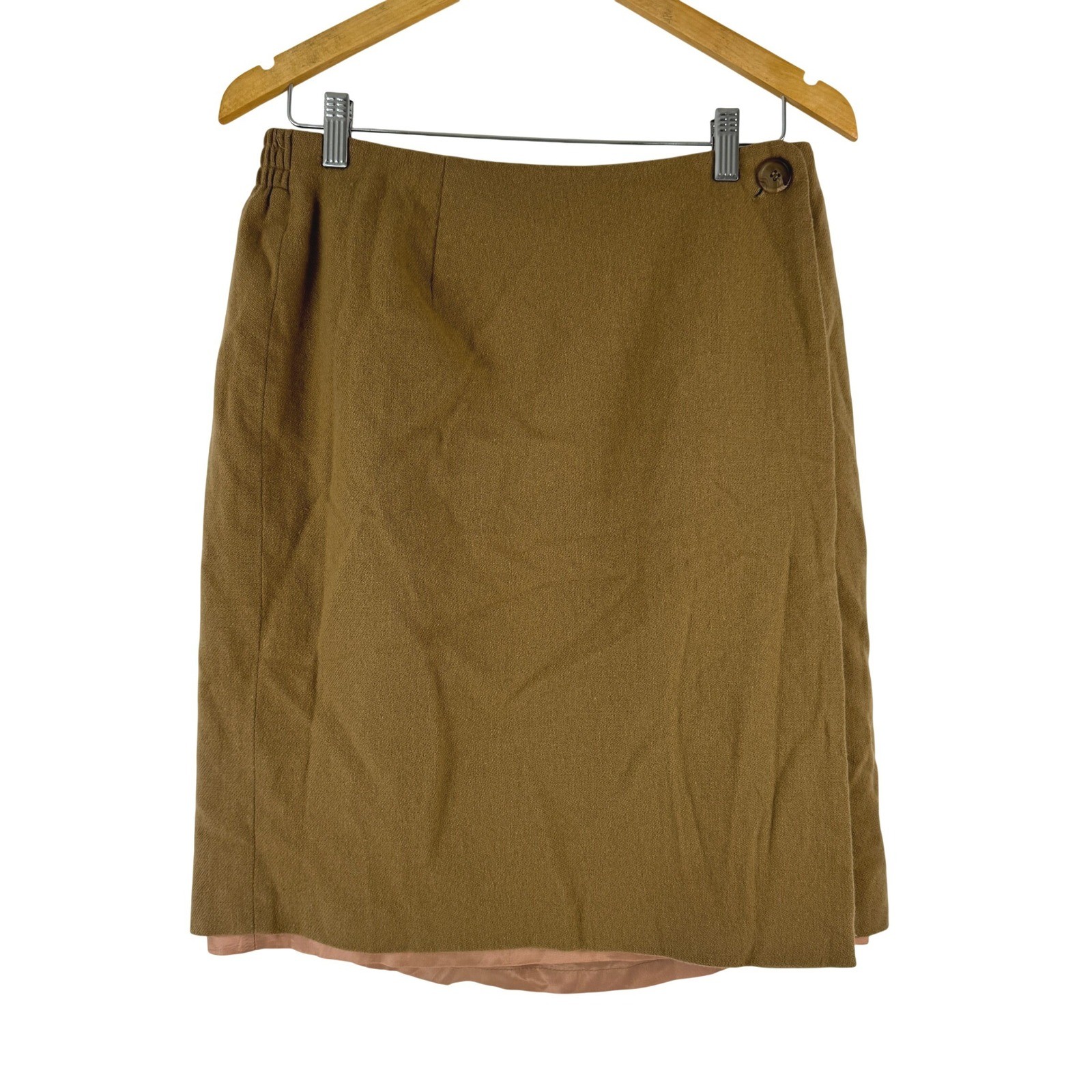 Jacque & KoKo Vintage Wool Blend Wrap Skirt Camel Brown 16 Made in USA LB151T