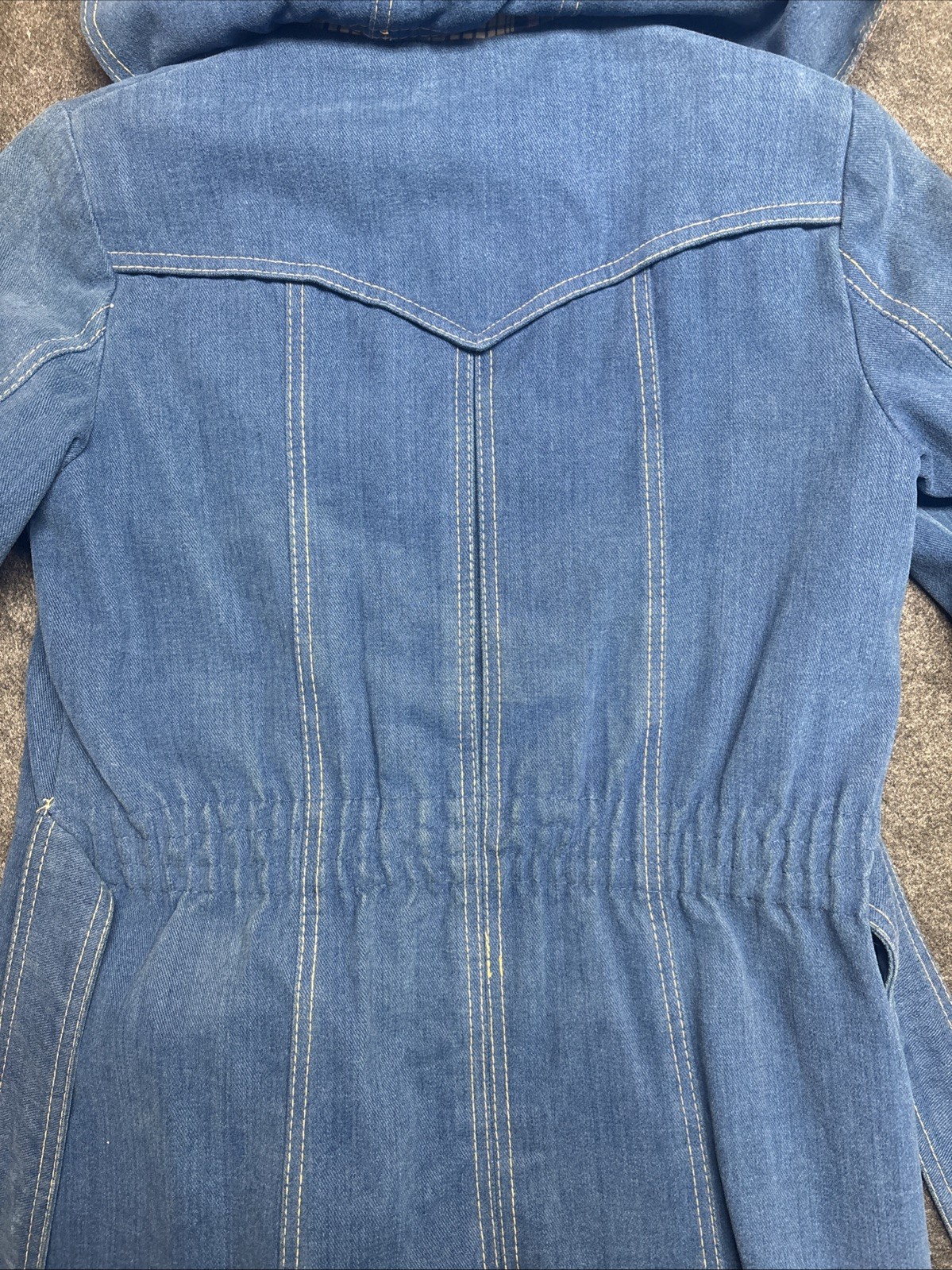 70s Brush Denim Womens Button Front Belted Jacket Blue Kemington Express