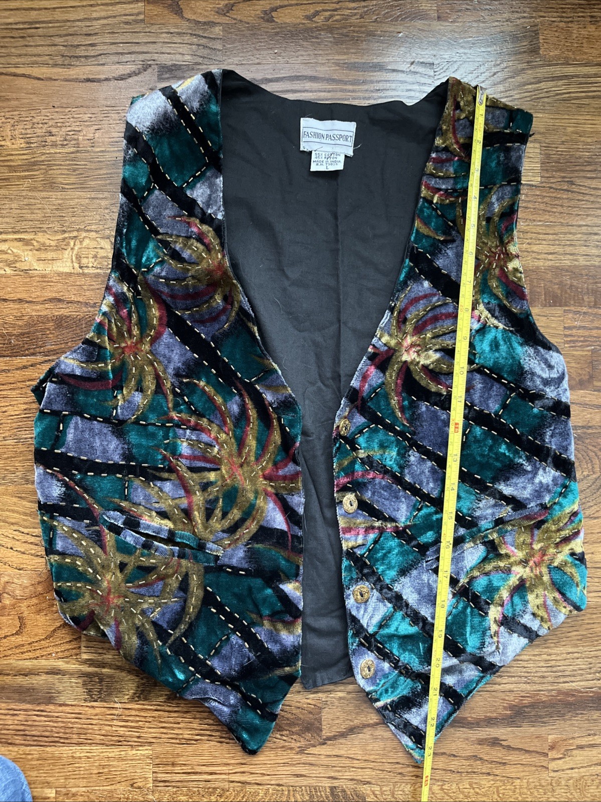 Vintage Fashion Passport Colorful Patterned Women’s Vest L