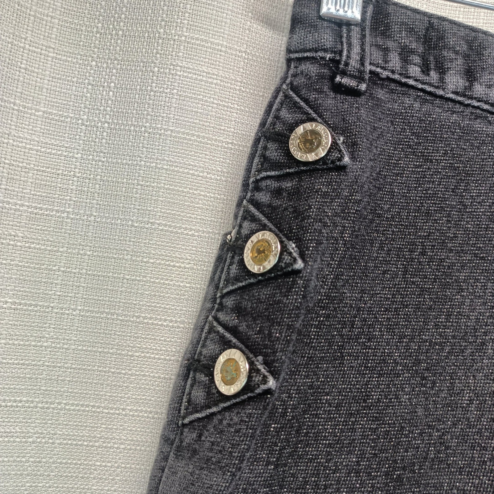 Lawman Western Jeans Womens 9 Vtg High Waisted Tapered Black Denim Metallic