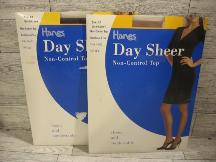Vintage Hanes Day Sheer 2 Pr Pantyhose Sz CD Little Color Gentlebrown