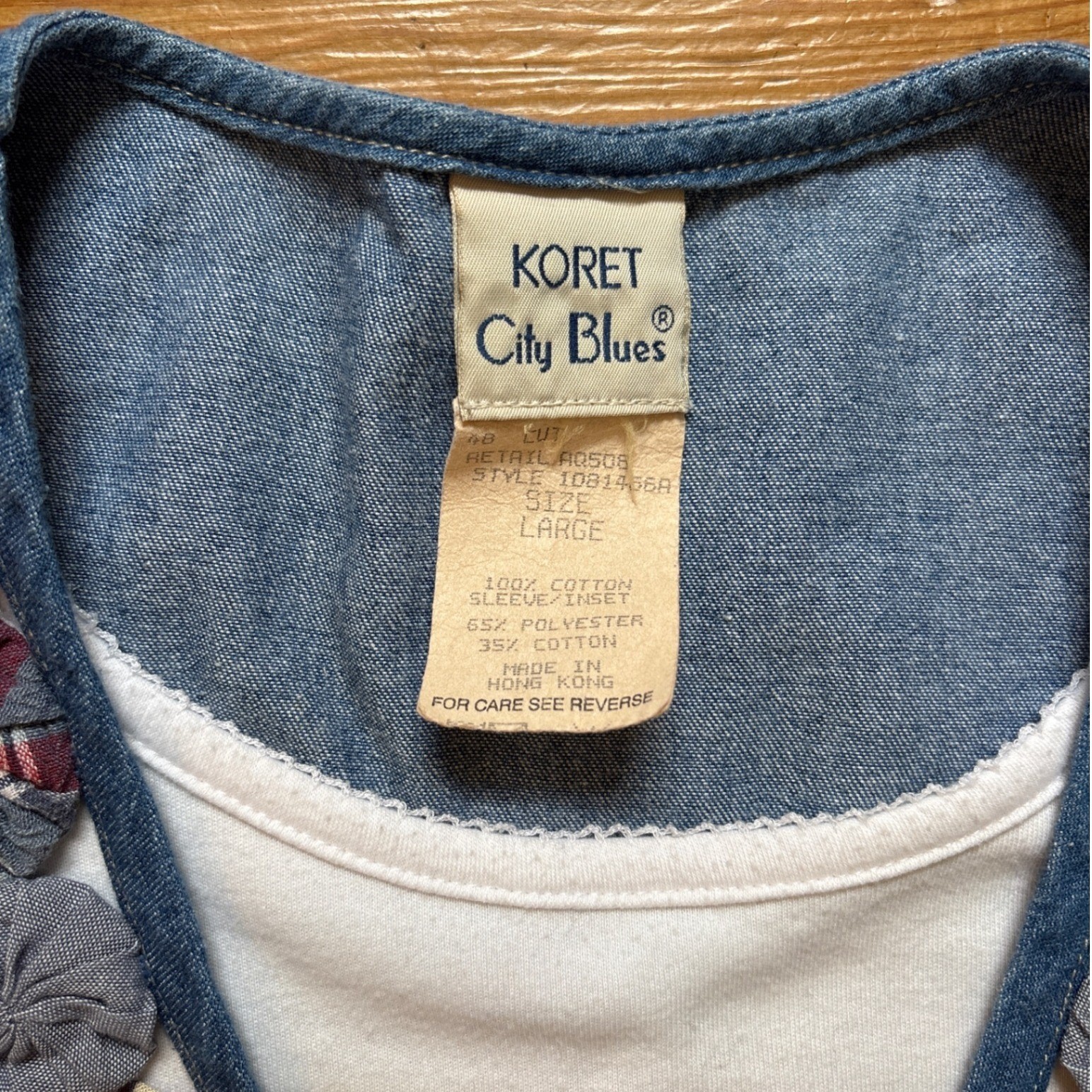 Koret City Blues Denim Vest Tee Womens Blue Yo-Yo Rosette SIZE Large