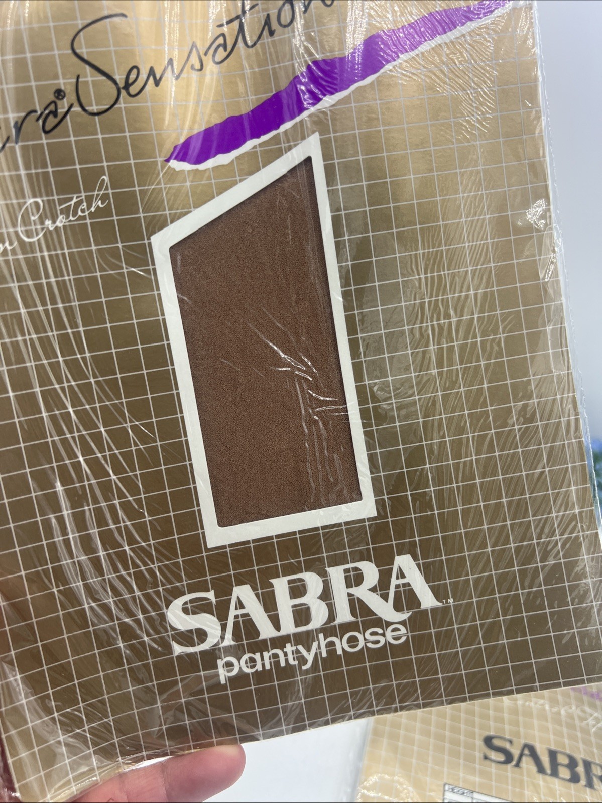 2 VTG Sabra LycraSensations Pantyhose Size A Beige Cotton Crotch Sandalfoot