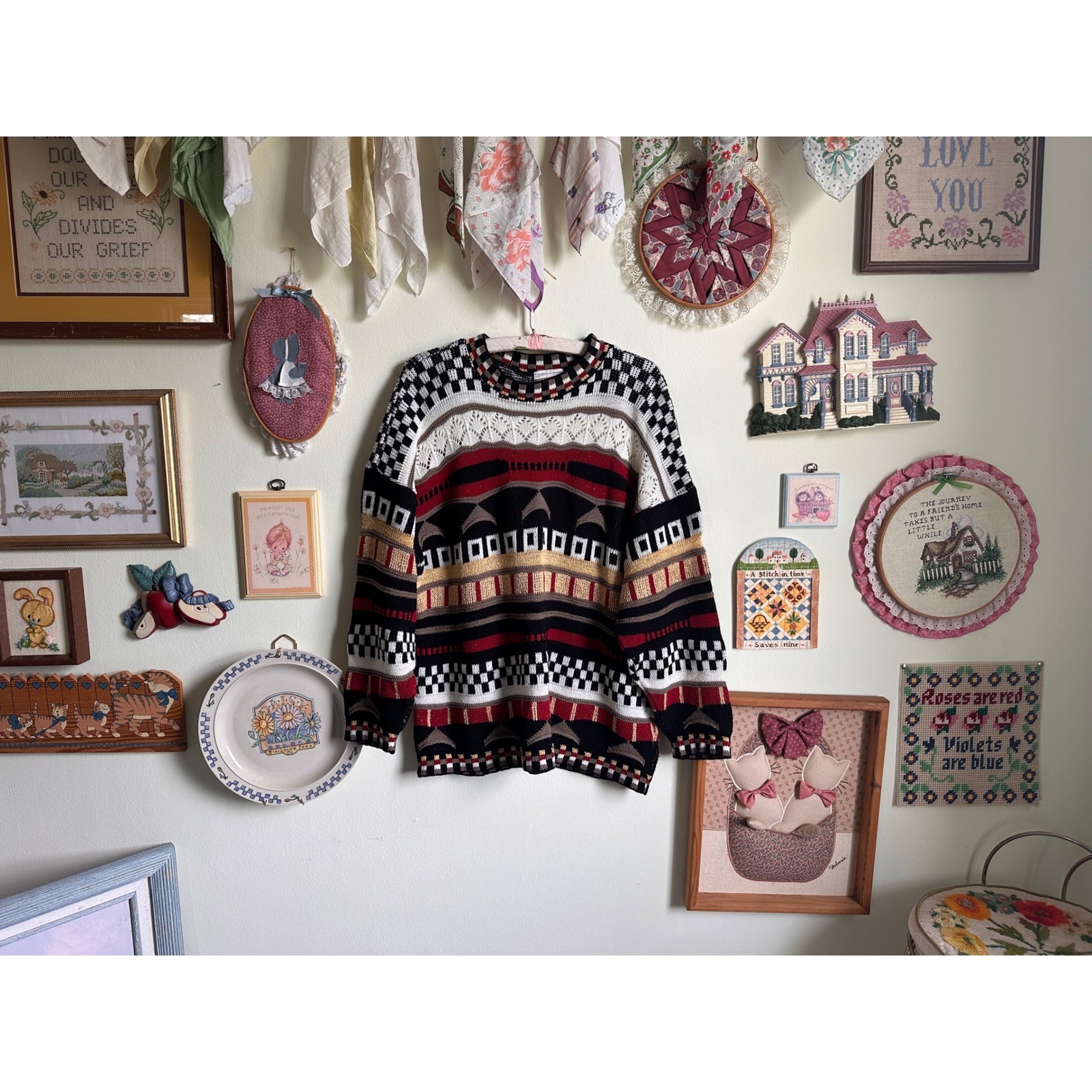 90’s vintage Trimmings coogi inspired textured 3-D knit sweater