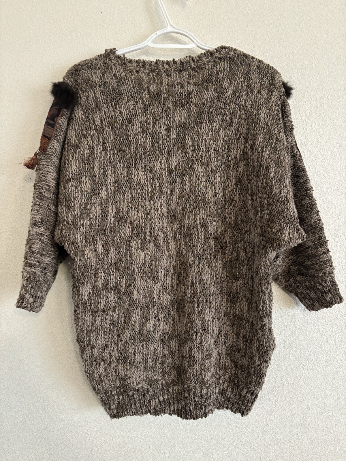 Vintage Bonnie And Bill Knit Crochet Sweater Fur Tassel Size Small