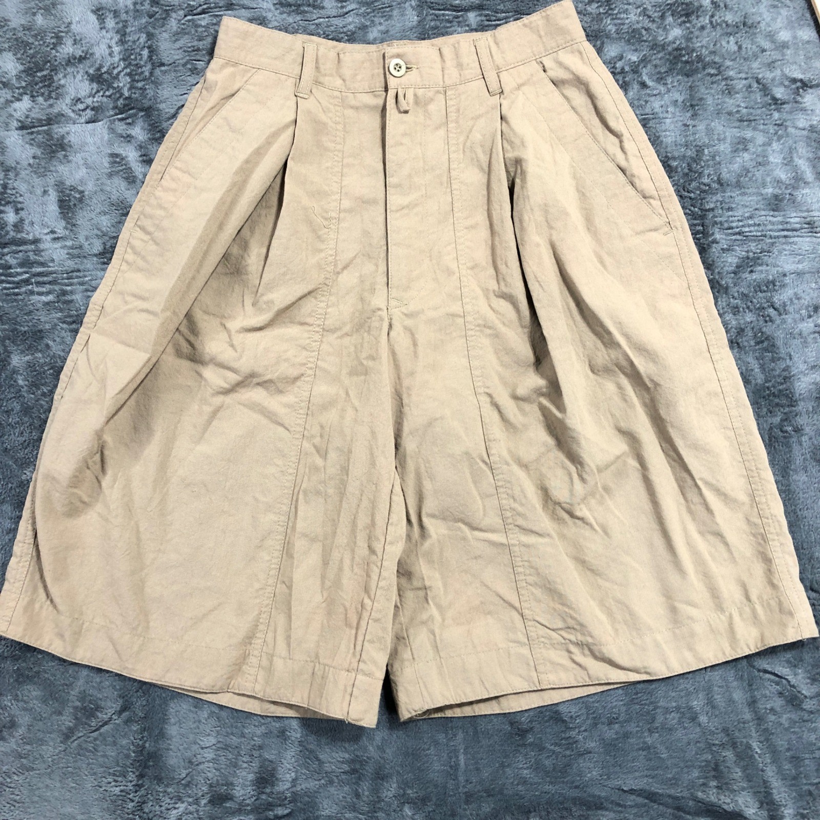 Bugle Boy Juniors Shorts Womens 9/10 Khaki Tan Pleated High Waist Vintage 90s