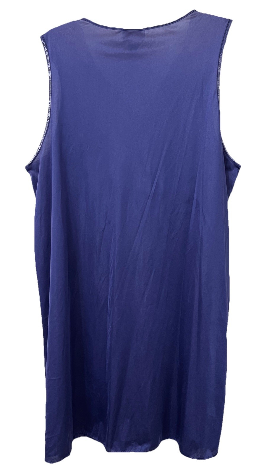 Vanity Fair Size XL Sleeveless Nightgown Blue Nylon Lace Trim Silky 30-879