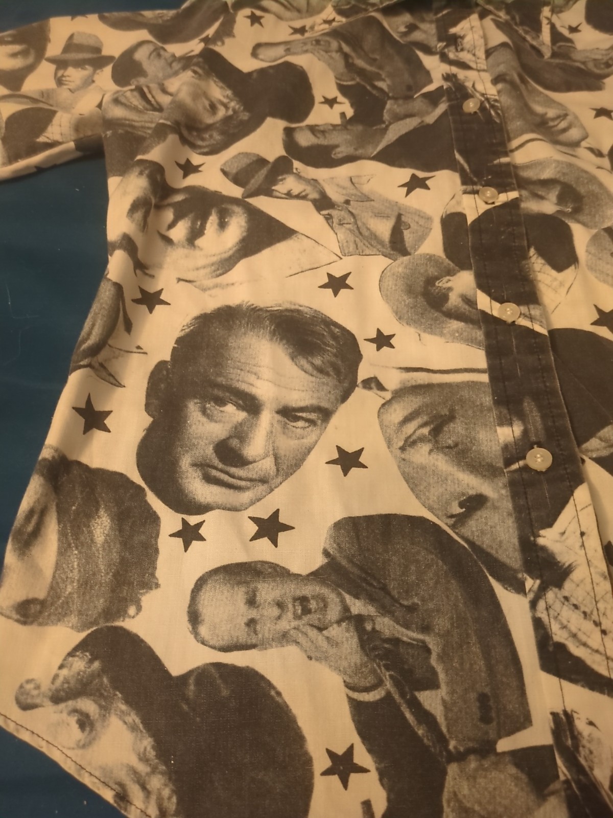 Vtg 60s Queens Way To Fashion Pop Art Hollywood Stars Long Sleeve Shirt See Pics