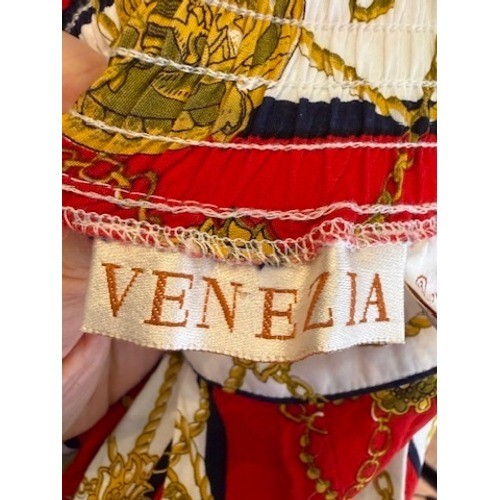 Venezia Vintage Red Nautical Chain Print Shorts Womens 18 High Waist Rayon Pleat