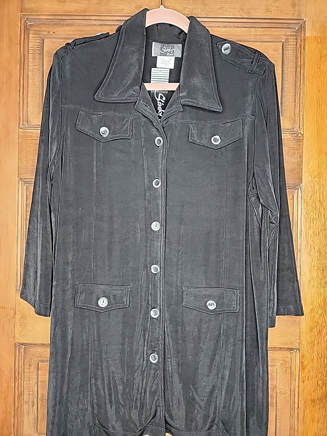 Vintage Slinky Brand Long Top Black Womens Pockets Size 1X New With Tags